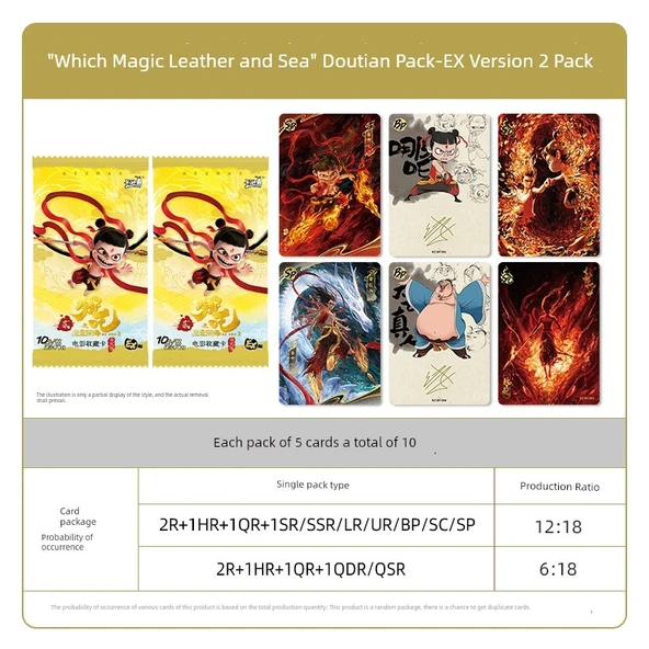 Nezha Sihirli Çocuk Kartları Kör Kutu - Doutian Bag EX Sürümü - 2 Paket (10 Kart)