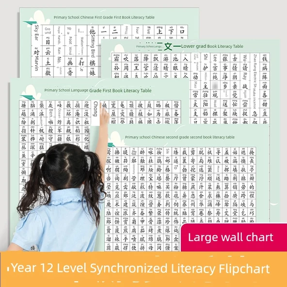 İlkokul Çocukları Çince Okuma Yazma Pinyin Öğrenme Duvar Tablosu - 3: 2. Sınıf Okuma Yazma Tablosu [937 Kelime] Pinyin Duvar Tablosuna Gönderildi - 2
