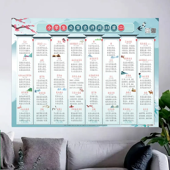 Çocuk Eğitici Duvar Tablosu - İlkokul 115 Antik Şiir [3 Orta] Fonetik Notasyonlu - Resim 4