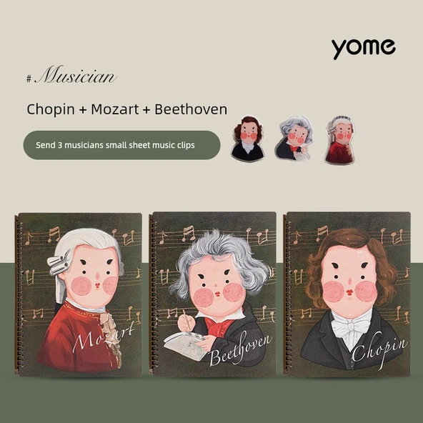 Yome Müzik Piyano A4 Notası Klasörü - 3 Model (Standart İç Sayfalar)