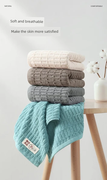 Muji Saf Pamuk Antibakteriyel Havlu - Bej + Yeşil Nefes Alabilir - 8