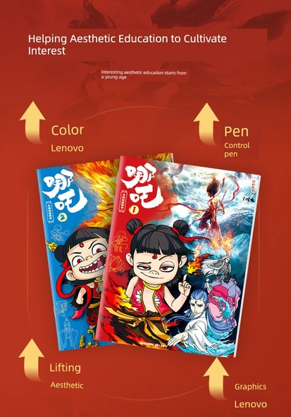 Nezha Sihirli Çocuk Boyama Kitabı - Hangi Sihirli Çocuk Denizi Yaptı 5 + 24 Renkli Marker (5 Adet) - Resim 9