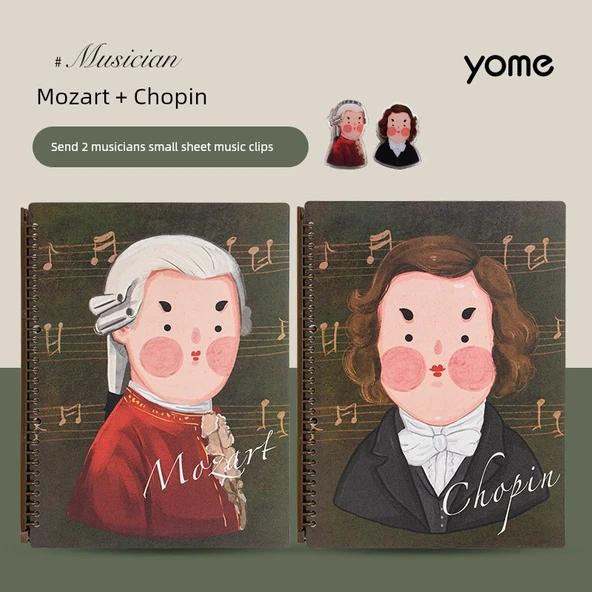 Yome Müzik Piyano A4 Notası Klasörü - Mozart + Chopin (Standart İç Sayfalar)