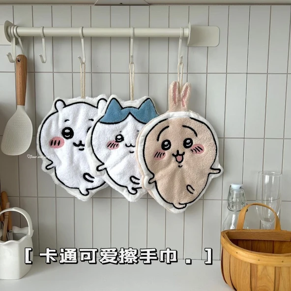 Sevimli Çizgili Mutfak Havlusu - Asılabilir - Su Emici - Hızlı Kuruyan - Sevimli Küçük Ji + Sevimli Küçük Sekiz + Küçük Siyah Havlu - 3'lü Paket - Resim 7