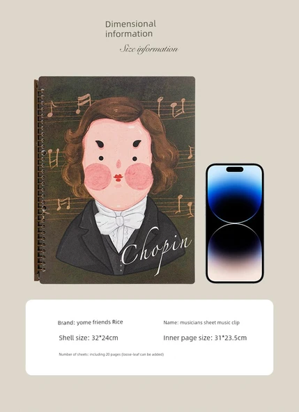 Yome Müzik Piyano A4 Notası Klasörü - Chopin + Beethoven (Standart İç Sayfalar) - 11