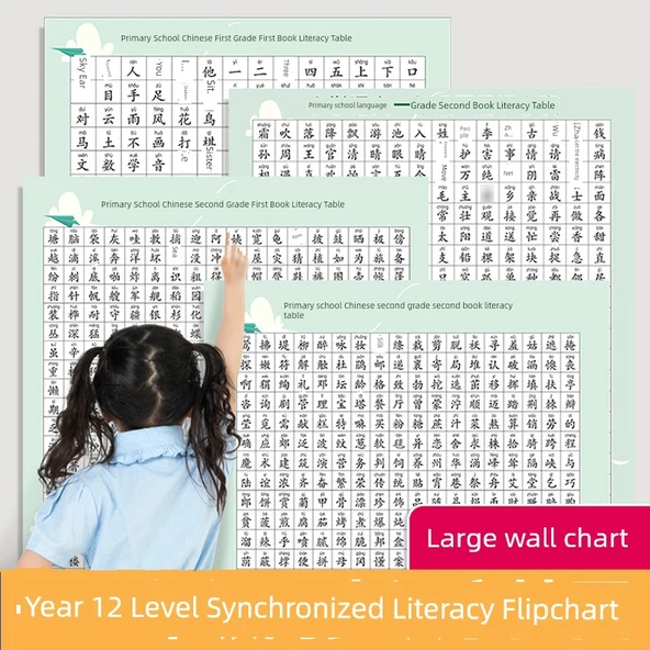 İlkokul Çocukları Çince Okuma Yazma Pinyin Öğrenme Duvar Tablosu - 2. Sınıf Okuma Yazma Tablosu İlk Cilt [473 Kelime] - 8