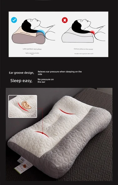 Lateks Boyun Yastığı - Beyaz Çift Yüksek Yastık - 8-10cm - 11