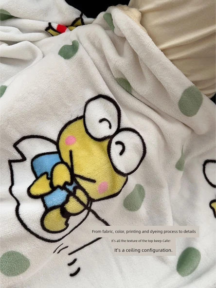 Sanrio Çizgi Film Battaniye - Büyük Gözlü Kurbağa - 150x200cm - 10