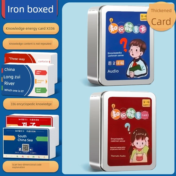 Eğitici Bilgi Enerji Kartları - [2 Kutu 336 Kart] Mavi Kırmızı