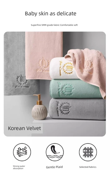 Kar Kadife Pamuklu Banyo Havlusu - Süt Beyazı Tek Banyo Havlusu - 10