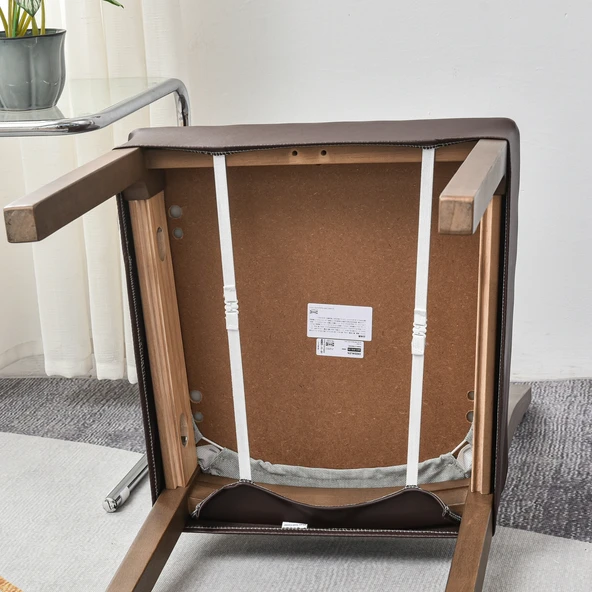 Su Geçirmez PU Deri Yemek Sandalyesi Kılıfı - Açık Koyu Gri - Büyük (47-56cm) - 5