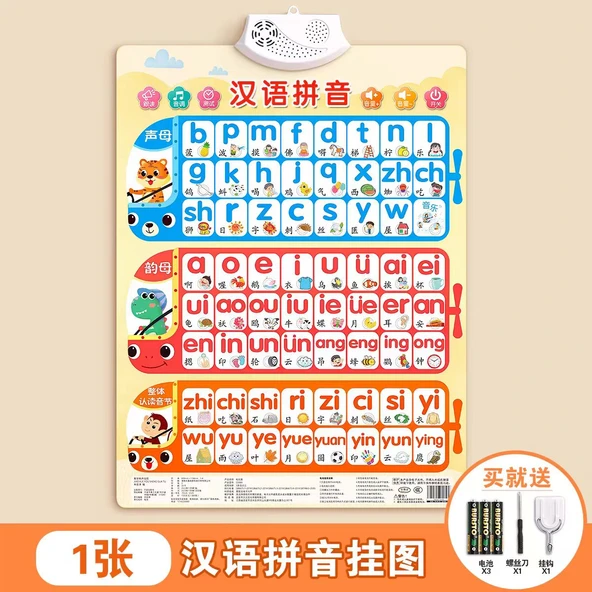 Çince Pinyin Sesli Asılı Duvar Tablosu