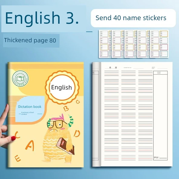 Kalınlaştırılmış İngilizce Defteri (3'lü Paket) - İsim Etiketli