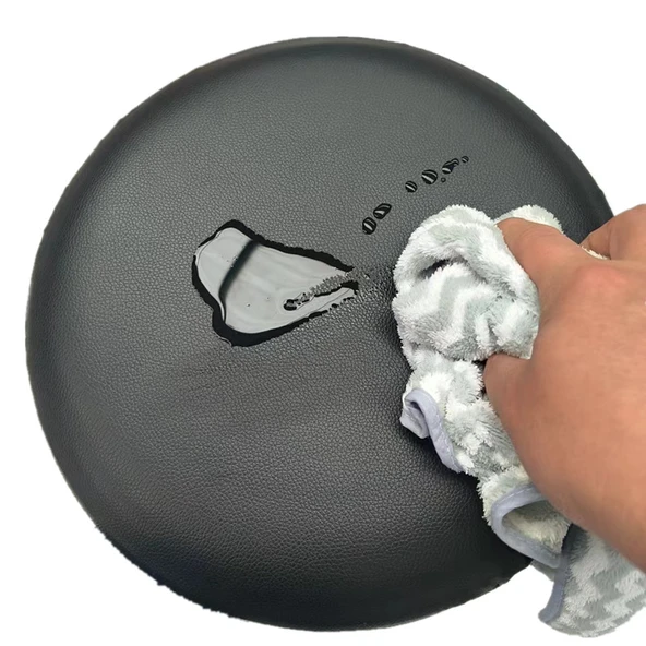 Yuvarlak Ahşap Tabure Su Geçirmez Deri Minder Kılıfı - Siyah 28-30cm - 3