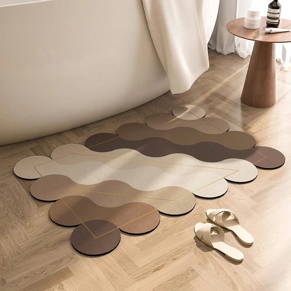 Diyatomit Yıkanabilir Lavabo Halısı - 4 Dolgulu Zaman Desenli - 50x80cm