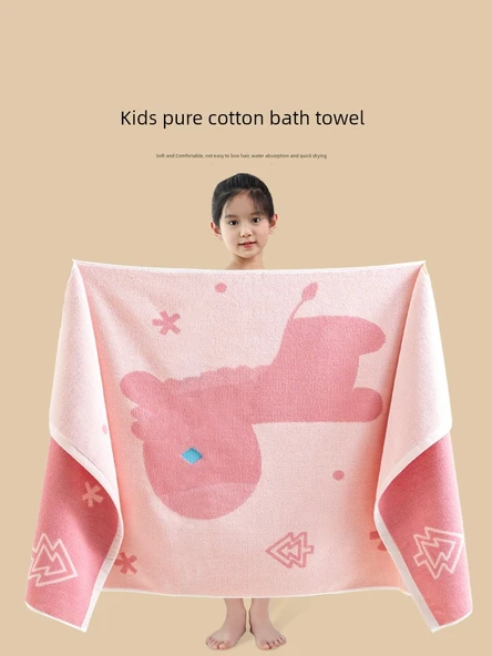 Çocuk Emici Pamuklu Banyo Havlusu - 2'li Paket: (Pastel Gökkuşağı Atı + Çocuk Pelerini) - 2