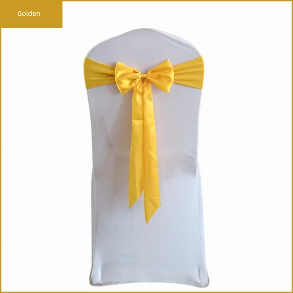 Elastik Sandalye Arkası Çiçekli Düğün Kurdelesi Bandajı Otel Ziyafet Sandalye Dekorasyonu - Gül Kırmızısı - Resim 3