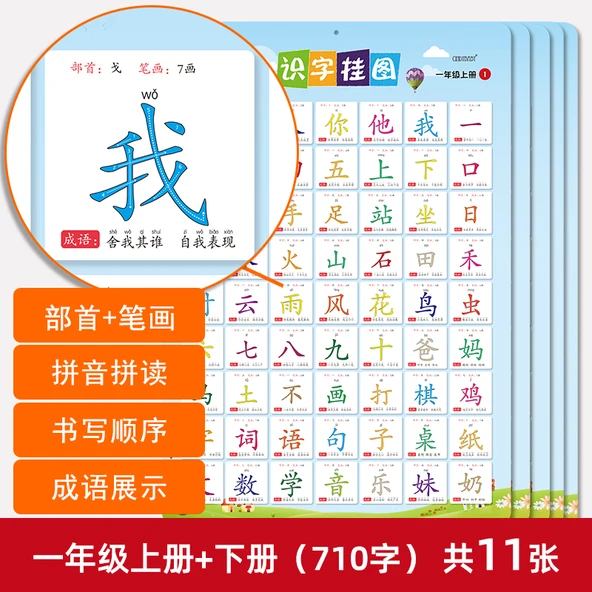1. Sınıf 1. ve 2. Dönem Okuma Yazma Tablosu + Pinyin Tablosu (12 Adet)