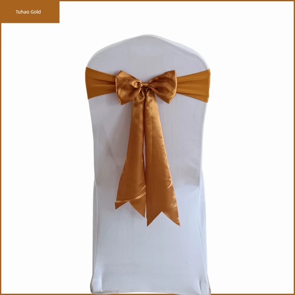 Elastik Sandalye Arkası Çiçekli Düğün Kurdelesi Bandajı Otel Ziyafet Sandalye Dekorasyonu - Gül Kırmızısı - Resim 11