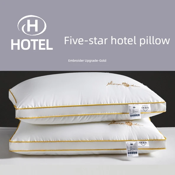 Altın Nakışlı Otel Yastığı (Çift) - 20-23cm