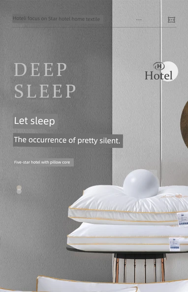 Altın Nakışlı Otel Yastığı (Çift + Yastık Kılıfı Çifti) - 19-21cm - 8
