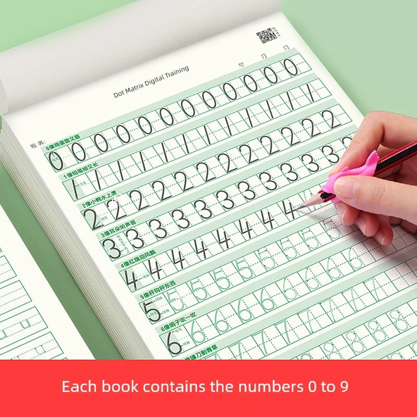 Çocuklar için Pinyin İngilizce Sayılar Hat Pratik Defteri - Pinyin + Sayılar + İngilizce + 1. Sınıf (Üst ve Alt) Zihinden Hesaplama Kağıdı (Toplam 5 Adet 100 Sayfa) - 2