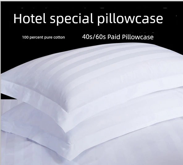 Otel Tipi Pamuklu Yastık Kılıfı 75x45 - %60 Pamuk 3cm Çizgili