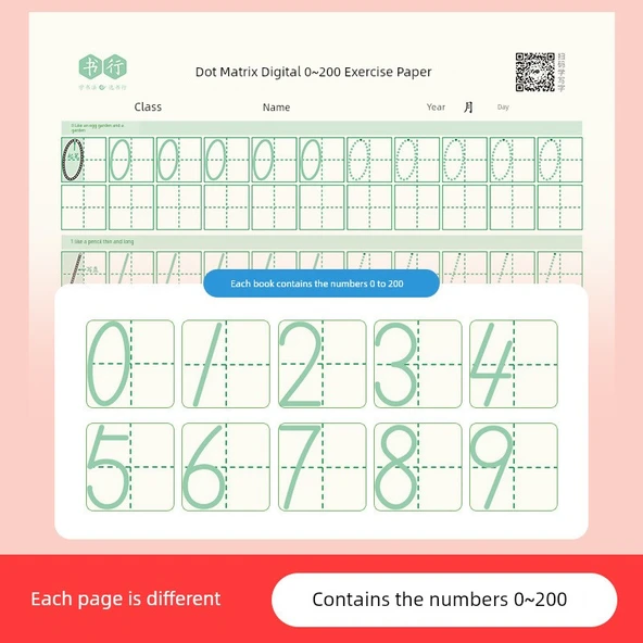 Çocuklar için Pinyin İngilizce Sayılar Hat Pratik Defteri - Pinyin + Sayılar + İngilizce + 1. Sınıf (Üst ve Alt) Zihinden Hesaplama Kağıdı (Toplam 5 Adet 100 Sayfa) - 4