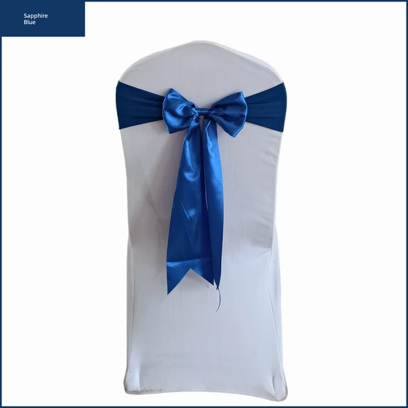 Elastik Sandalye Arkası Çiçekli Düğün Kurdelesi Bandajı Otel Ziyafet Sandalye Dekorasyonu - Gül Kırmızısı - Resim 8