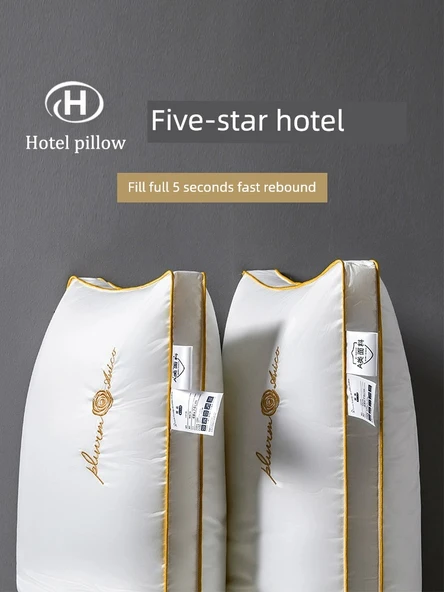 Altın Nakışlı Otel Yastığı (Çift + Yastık Kılıfı Çifti) - 20-23cm - 5