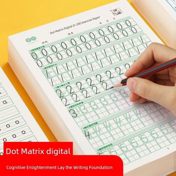 Çocuklar için Pinyin İngilizce Sayılar Hat Pratik Defteri - Pinyin + Sayılar + İngilizce + 1. Sınıf (Üst ve Alt) Zihinden Hesaplama Kağıdı (Toplam 5 Adet 100 Sayfa) - 1
