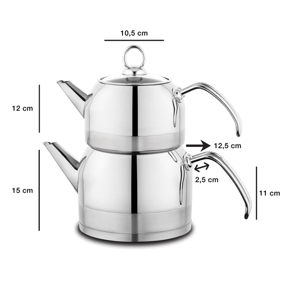 Schafer Ada Metal Çaydanlık Takımı (Büyük) 4 Parça-Inox - 2