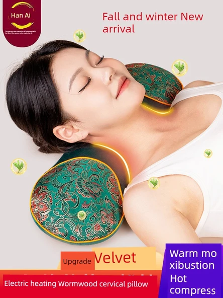 Kadife Isıtmalı Pelin Boyun Yastığı - Akik Yeşili - 2'li Paket - 7-8cm - 2