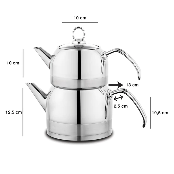 Schafer Ada Metal Çaydanlık Takımı (Orta) 4 Parça-Inox - 3