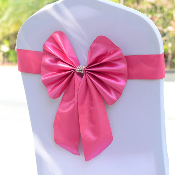 Elastik Sandalye Fiyonkları - Gül Kırmızısı - Düğün, Otel, Catering Dekorasyonu
