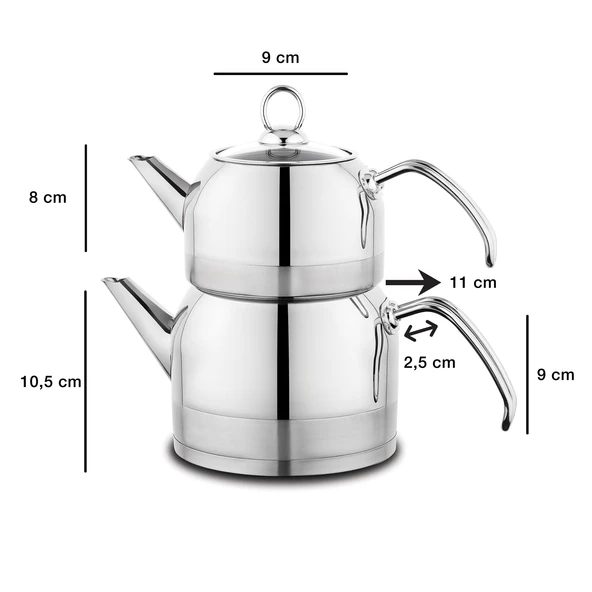 Schafer Ada Metal Çaydanlık Takımı (Küçük) 4 Parça-Inox