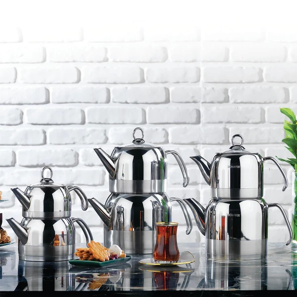 Schafer Ada Metal Çaydanlık Takımı (Orta) 4 Parça-Inox - 2