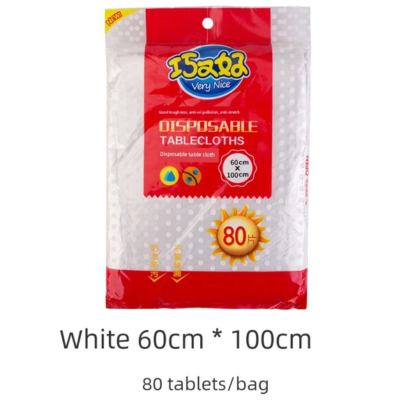 Kalın Tek Kullanımlık Plastik Masa Örtüsü - Beyaz 60 x 100cm