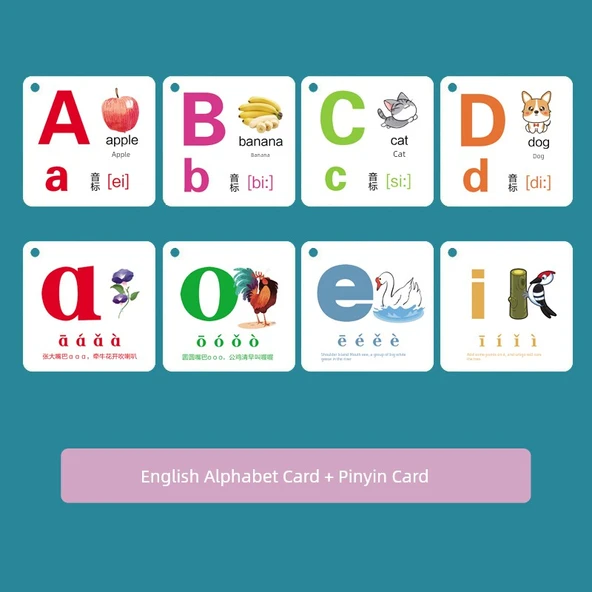 İngilizce Alfabe ve Pinyin Kartları - 28 Alfabe + 70 Pinyin