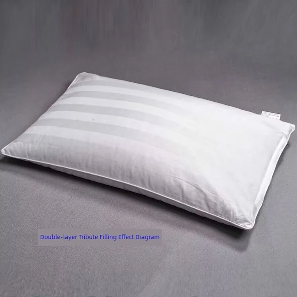Çift Katmanlı Fermuarlı Pamuk Saten Dolgulu Yastık Kılıfı - 45x75 cm