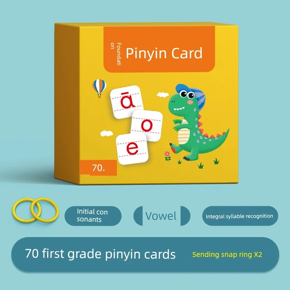 Pinyin 1. Sınıf Kart Seti - 70 Pinyin Kartı (Ünlü + Ünsüz)