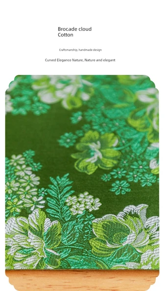 Çin Tarzı Su Geçirmez Çay Masa Örtüsü - Açık Yeşil Çiçekli - 30x120cm - 6