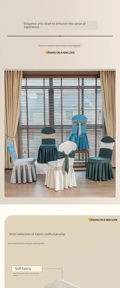 Minimalist Düğün Otel Sandalye Fiyonk Dekorasyonu - Krem Beyazı Hava Katmanı Fiyonklar - 9
