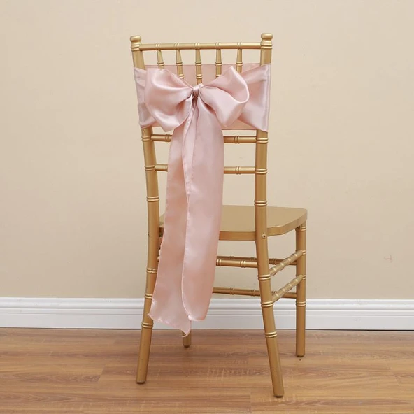 Saten Sandalye Örtüsü Fiyonk Bağcıklı - Pirinç Noodle 17x275cm