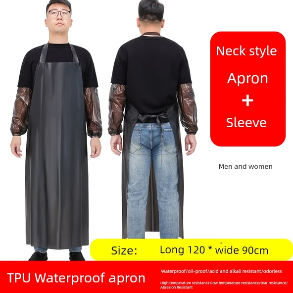 TPU Su Geçirmez Önlük - Siyah 20 Silk Halter Yaka 120x90 + Kollu