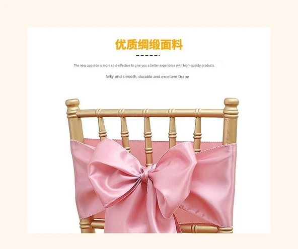 Saten Sandalye Örtüsü Fiyonk Bağcıklı - Safir Mavi 17x275cm - Resim 10