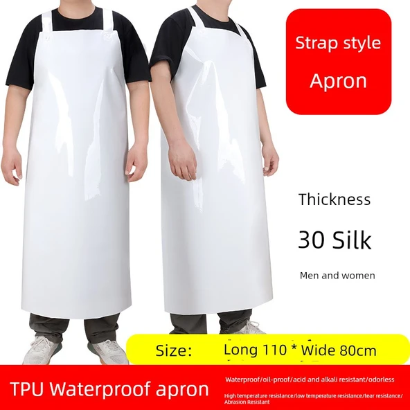 TPU Su Geçirmez Önlük - Beyaz 30 Silk Askılı 110x80