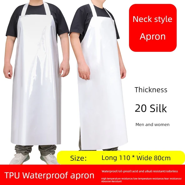 TPU Su Geçirmez Önlük - Beyaz 20 Silk Halter Yaka 110x80
