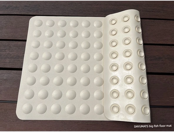 Kaymaz Kauçuk Banyo Paspası - 56x35cm - Ahşap Desenli Bej - 11