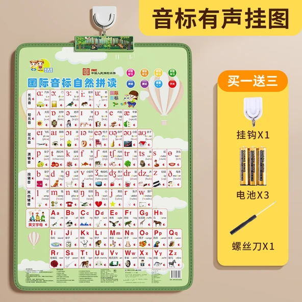 Çocuklar İçin Erken Eğitim Pinyin Duvar Tablosu - İngilizce Fonetik Alfabe